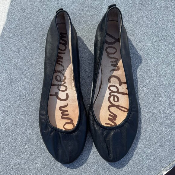 Sam Edelman Black Ballet Flats Round Toe Leather Comfort Shoes women's 8.5 - Picture 2 of 7
